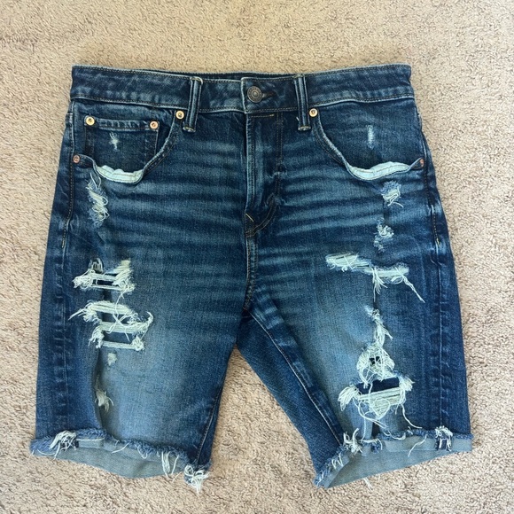 Men's Distressed Denim Shorts - Picture 1 of 4